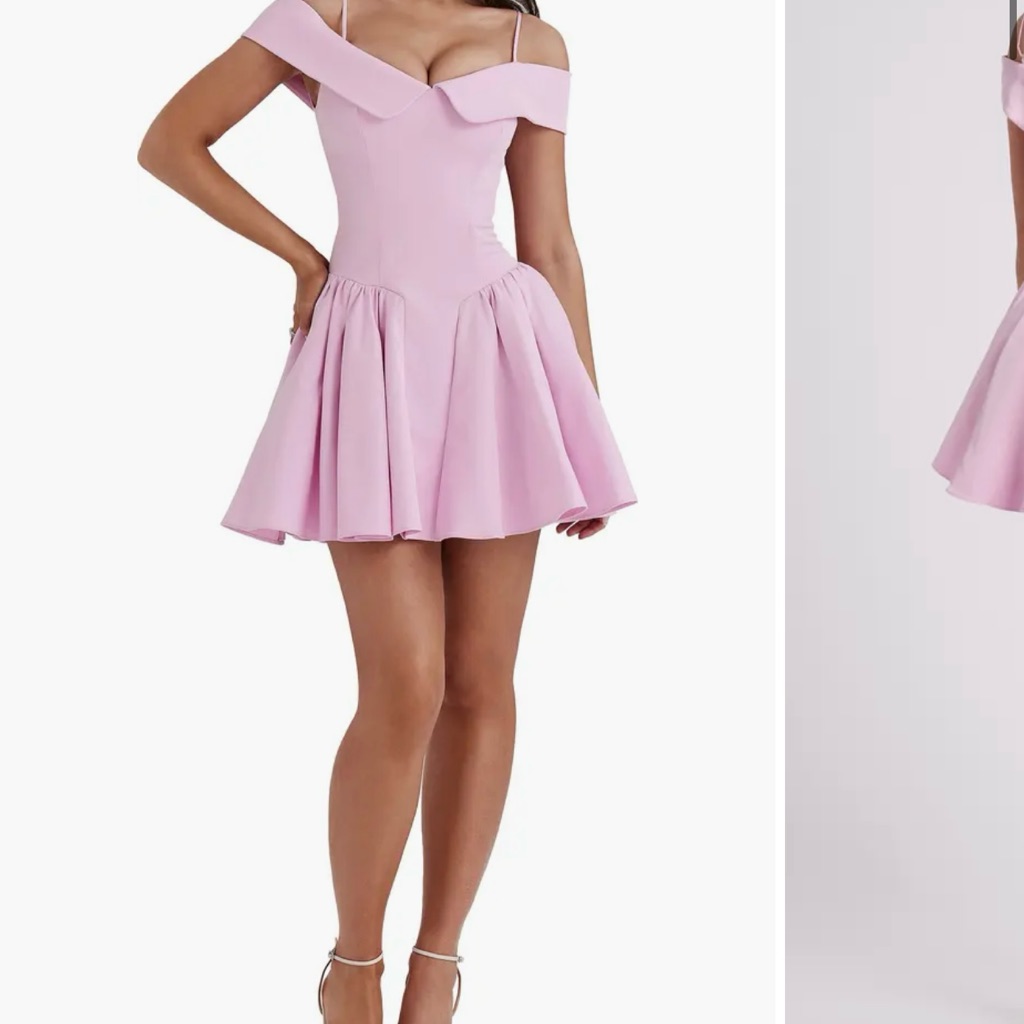 House Of Cb- Elegant Pink Off-Shoulder Dress